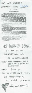 1992 Eng Ball Pre-dinner Drinks Invite